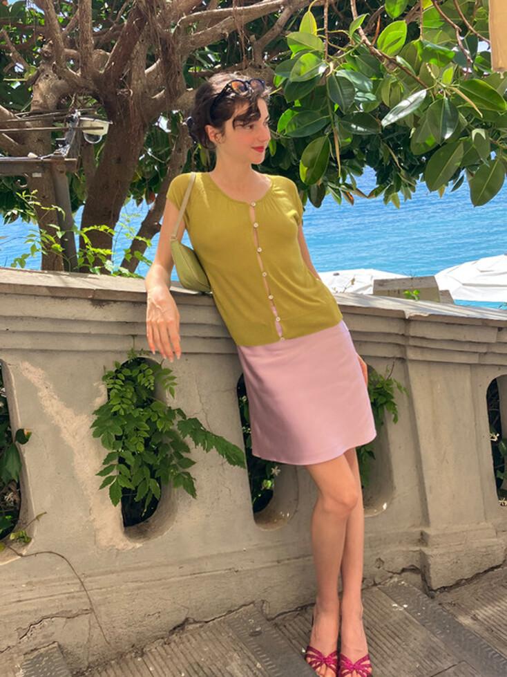 Fiora Satin Skirt in Orchid Pink