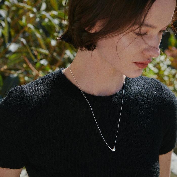 [925 silver] Un.silver.174 / simple ball necklace (long ver.)