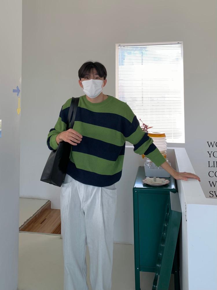 Grand Stripe Simple Knit 9color