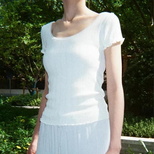 브랜디멜빌 반팔 ZELLY 아일렛 레이스 티셔츠 화이트 Brandy Melville