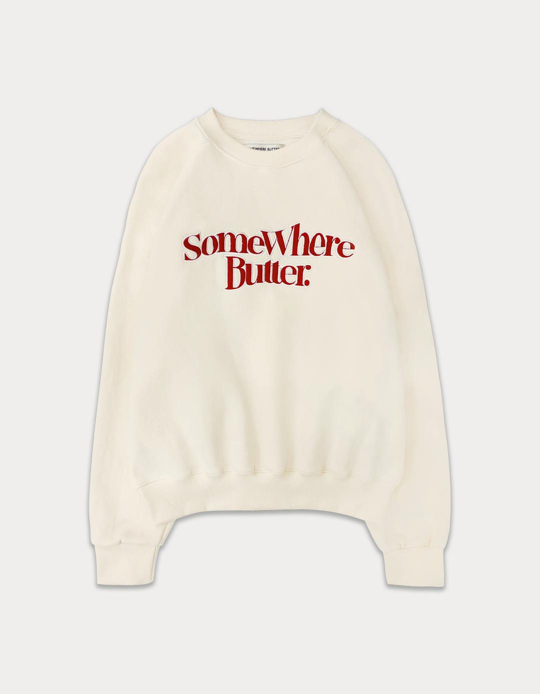 wave logo overfit sweatshirt - cream