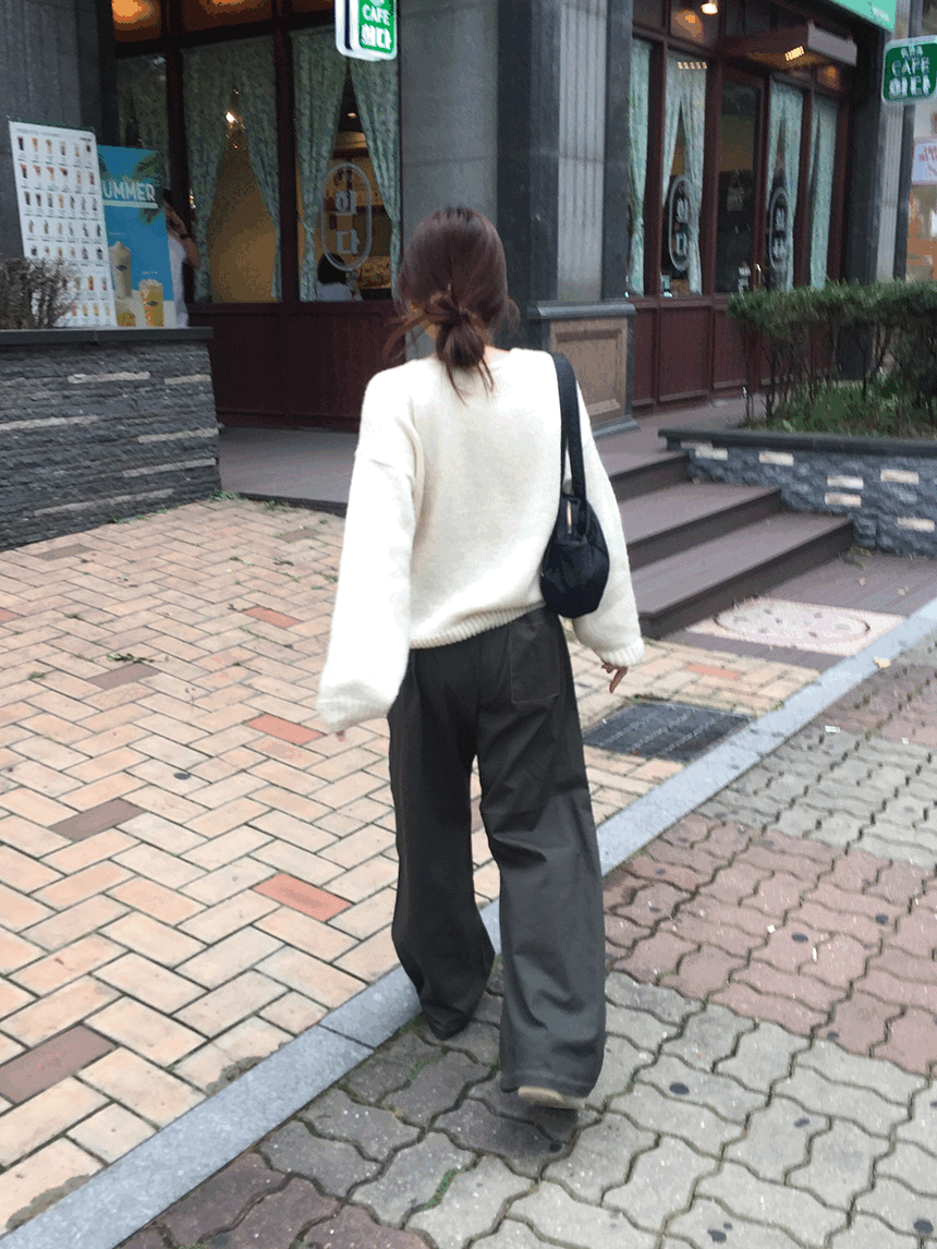 하우유 르나 배색 스티치 코튼 팬츠 (3c)