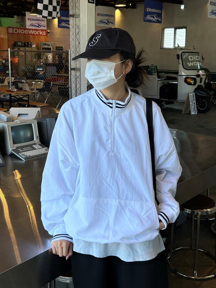 [Unisex] 오버핏 스포티 반집업 아노락 맨투맨