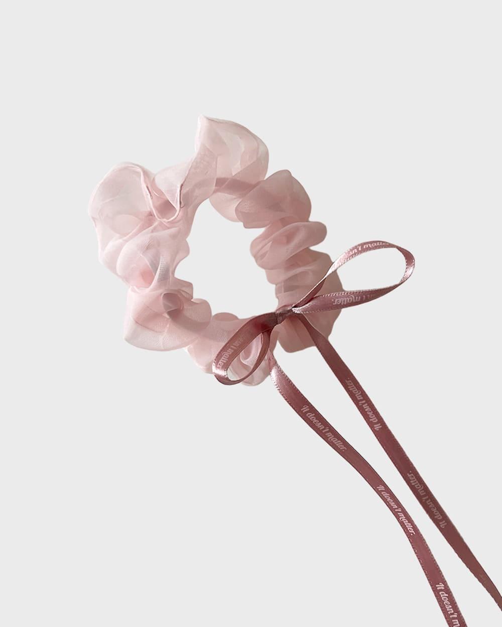 [Organza] Mizz ribbon scrunchie  (Baby Pink)
