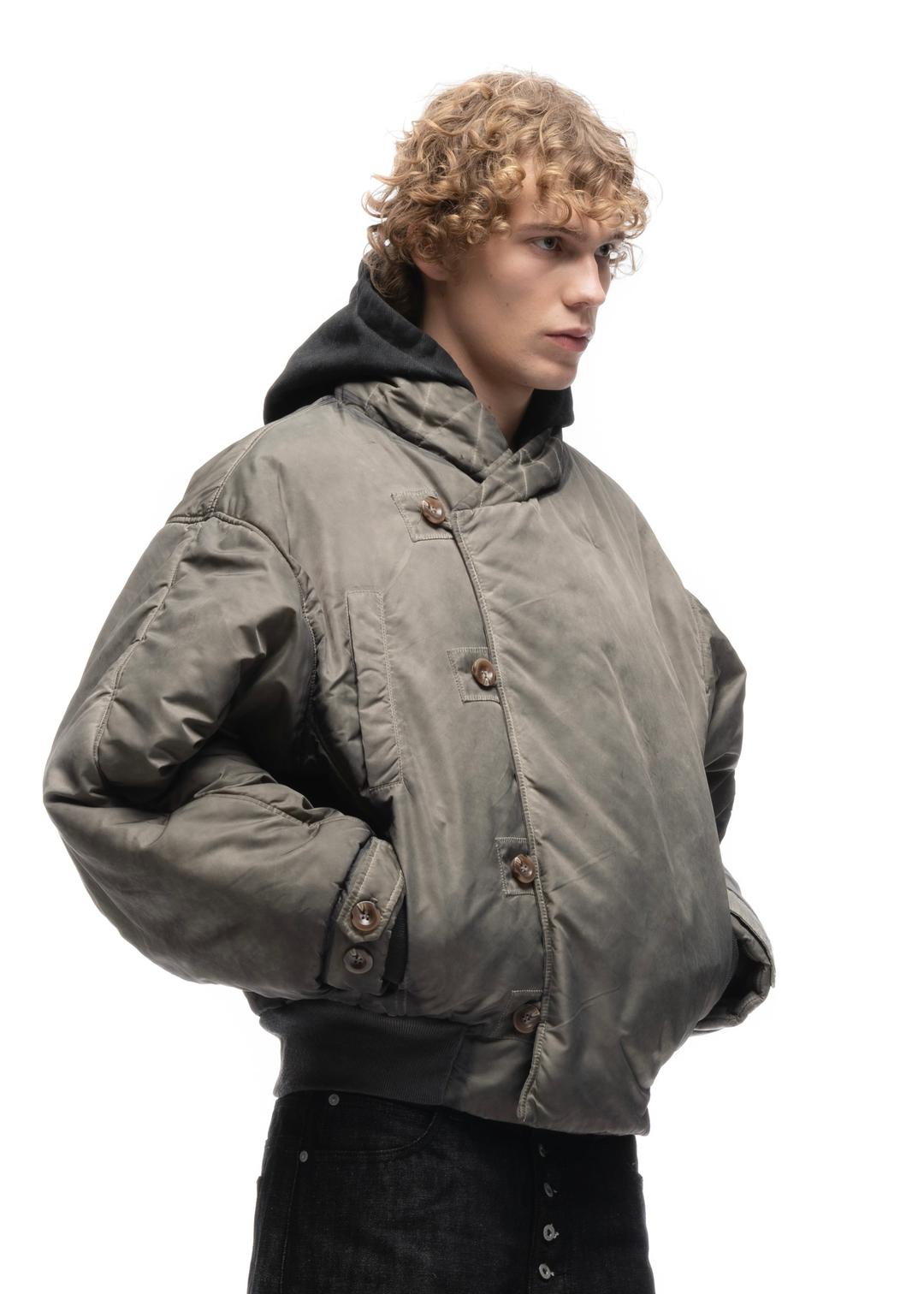 FENCING WAFFLE BOMBER JACKET USED BEIGE - SMALL