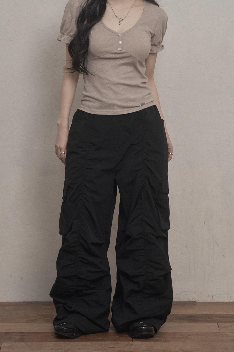 Shirring Parachute Pants