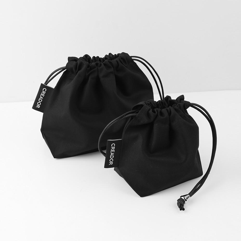 creador 블랙 개버딘 이너 조리개 백인백 스트링 벨 파우치