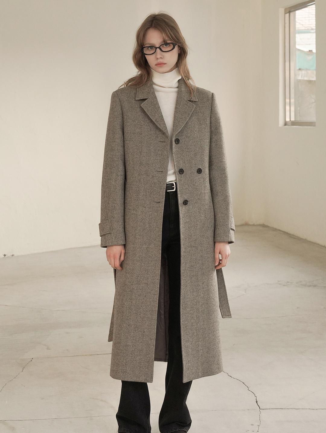 Brooklyn Single Coat (Herringbone Beige)