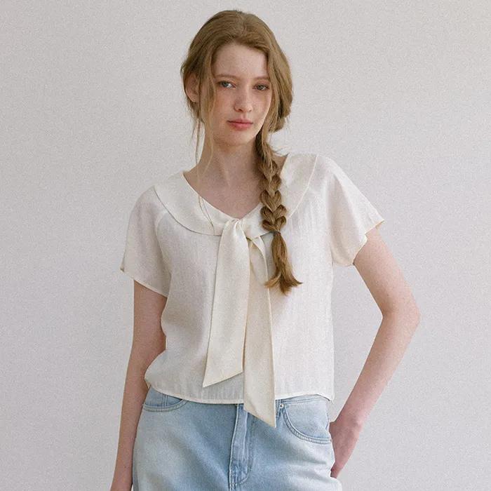 Collar Tie Blouse - Ivory