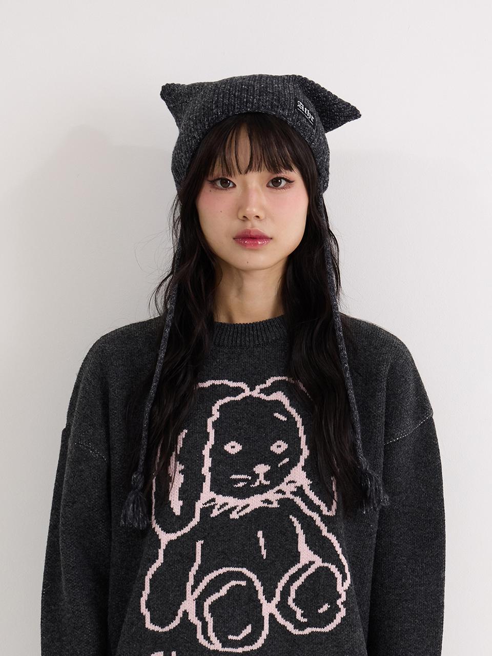 블랙 부클 버니 비니