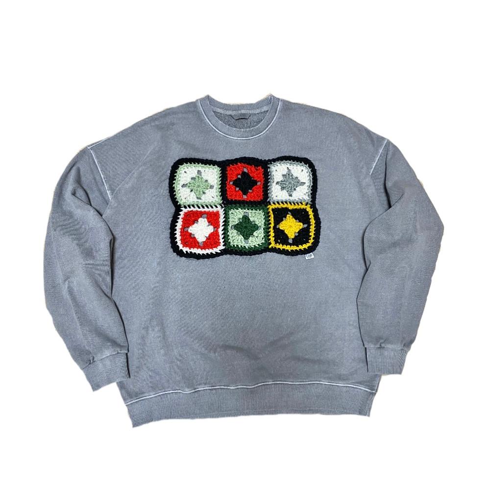 l핸드메이드l 니트패치 피그먼트 스웻셔츠