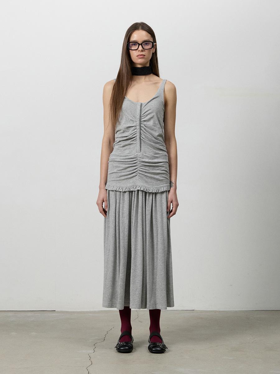 RUCHED SNAP PANEL DRESS M.GREY