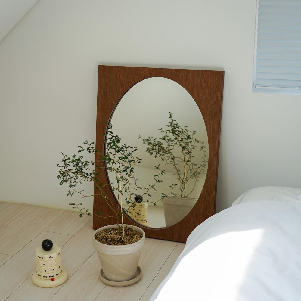 [OVAL MIRROR : L size] 모월 라왕 합판 인테리어벽거울 원형거울 우드미러