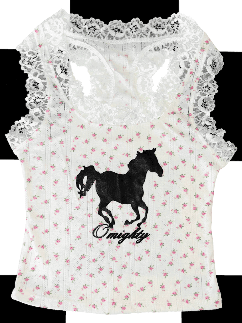 HORSE POINTELLE CAMI IN PINK FLORAL