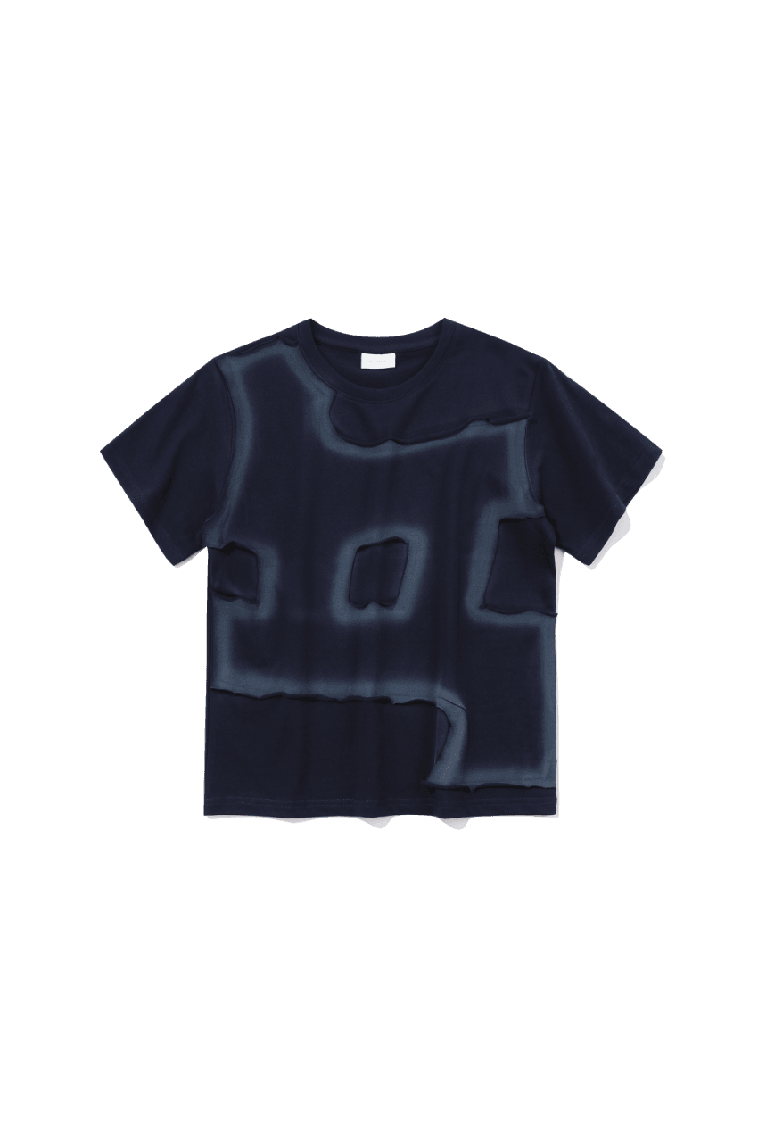 APPLIQUE PAINTING T-SHIRT _ NAVY
