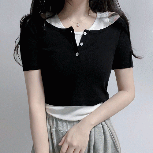 [여름ver/모델강추/3color] 데일리 레이어드 반팔 크롭티