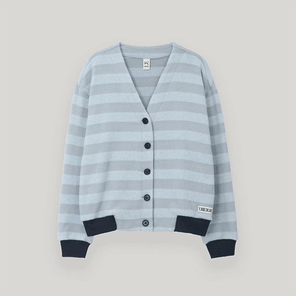 Sky Blue Stripe Hairy Cardigan