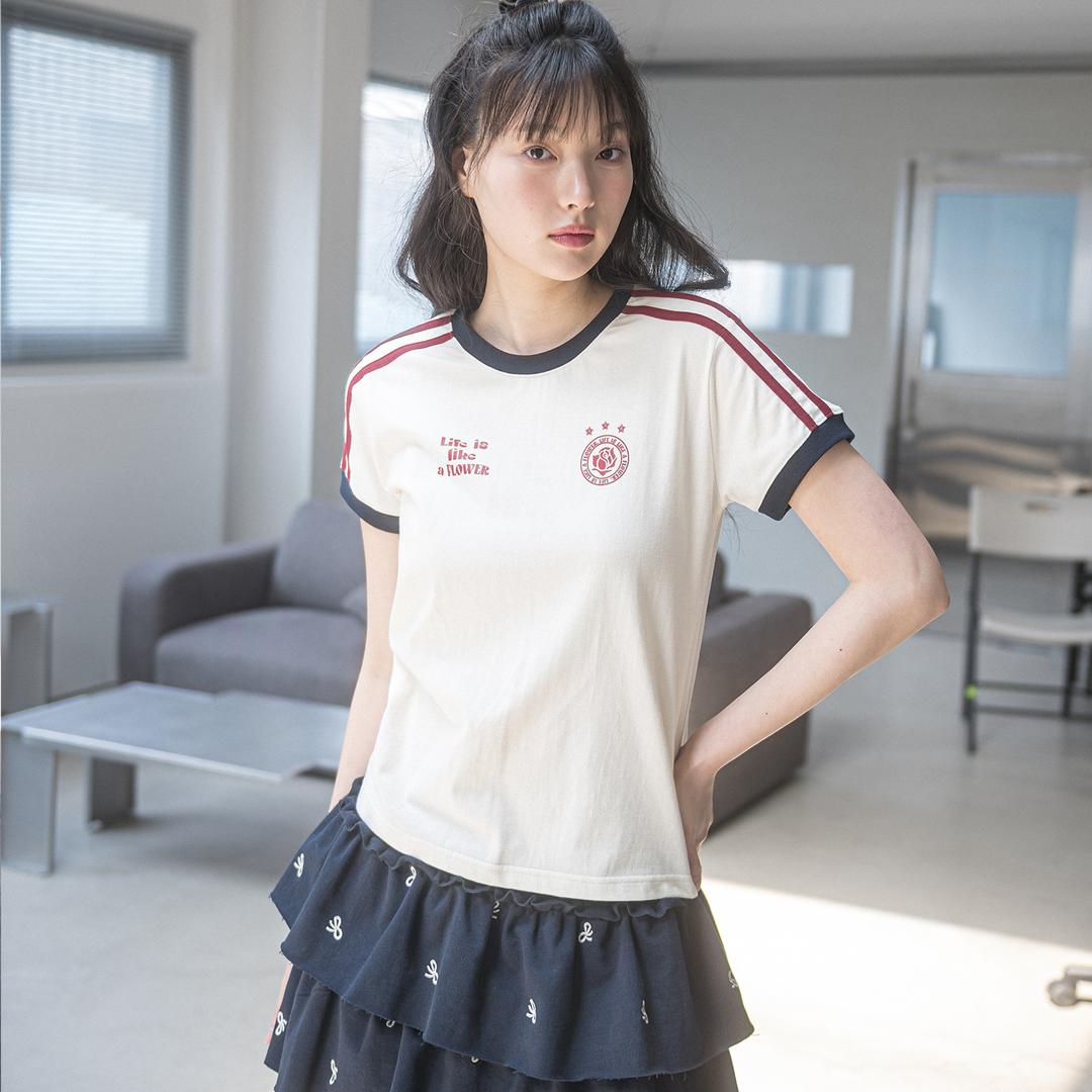 COLOR BLOCK W LLF S/S TEE(CREAM)