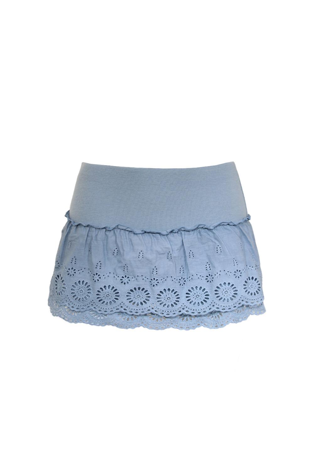 COTTON LACE SKIRT PANTS SKY