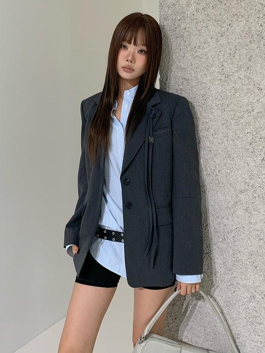 Strap Regular-Fit Set-Up Jacket [ Charcoal ]