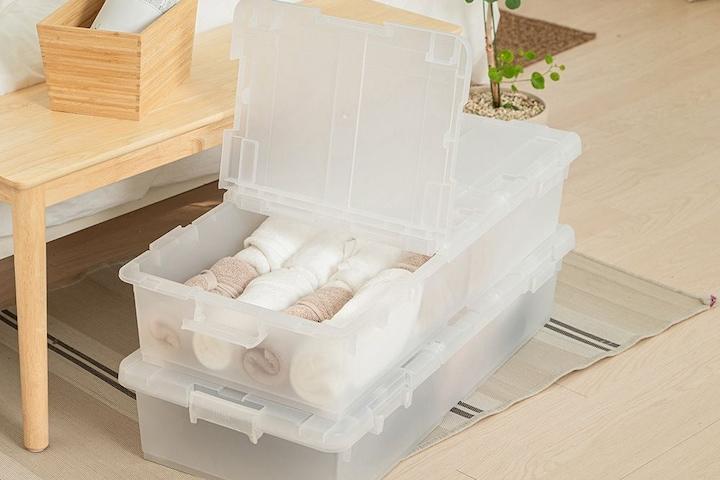 클리어출시! 1+1 이지오프 언더베드 리빙박스 3colors (40L)