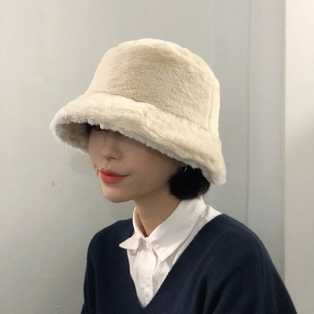 소프트 무스탕 퍼 벙거지 버킷햇 (4color)