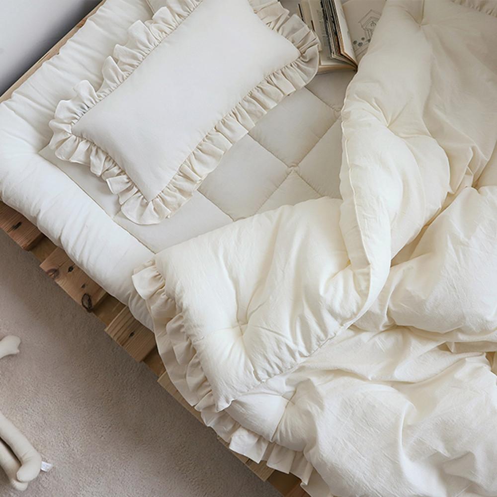 포근한 쁘띠 프릴 무형광 광목 순면 100% 유아 차렵이불