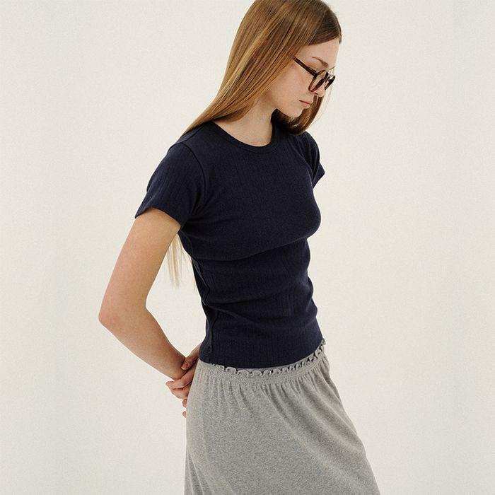 [3차 리오더] POINTELLE BABY TEE_NAVY BLUE
