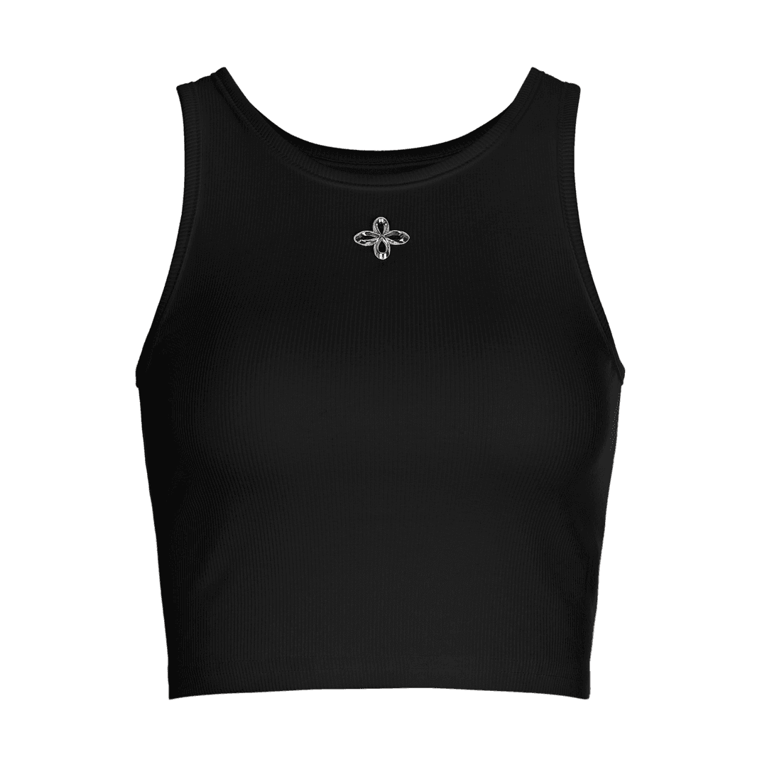 surgery metal clover logo crop sleeveless 'black'