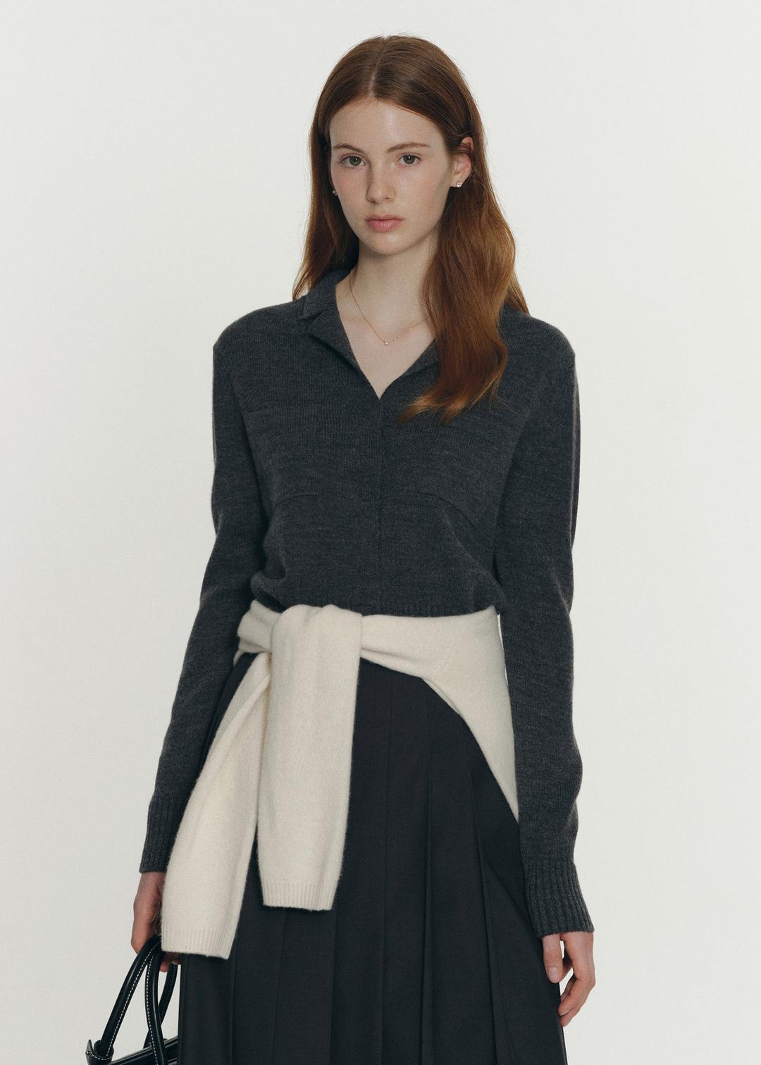 네스 칼라 니트 가디건