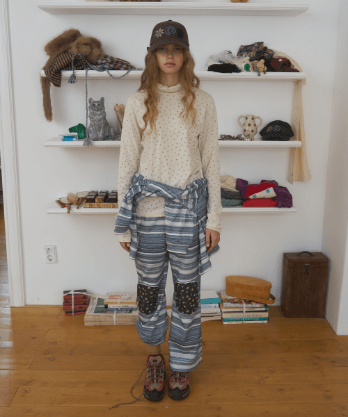 Patch Pointed Pants, Grey