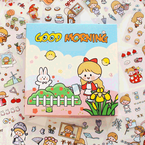 [최저가/당일발송]감성소녀 시즌1 100장세트 다꾸 DIY 스티커 투명 종이 데코 씰 소품 꾸미기