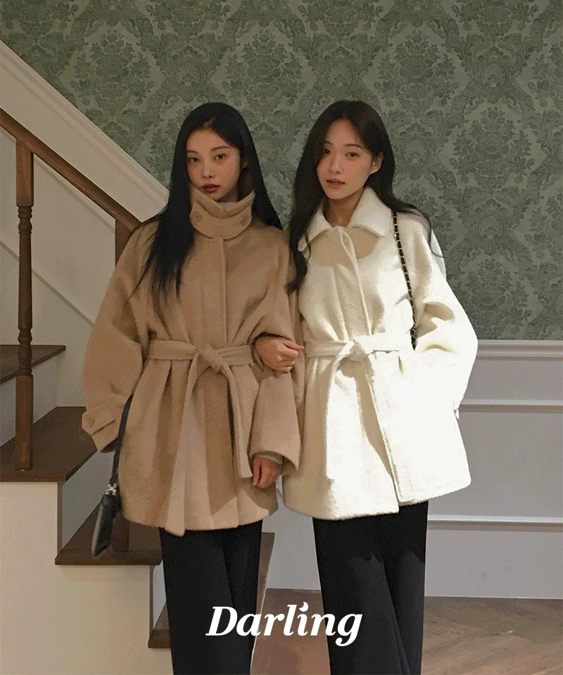 [MADE]테디베어 울 하프 코트 (합리적인 가격, 누빔안감, 넥 비조, 벨트코트)