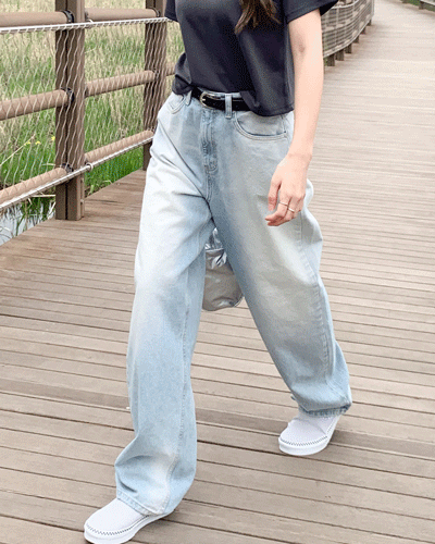빈티지 롱 와이드 아이스 연청바지 진청 데님