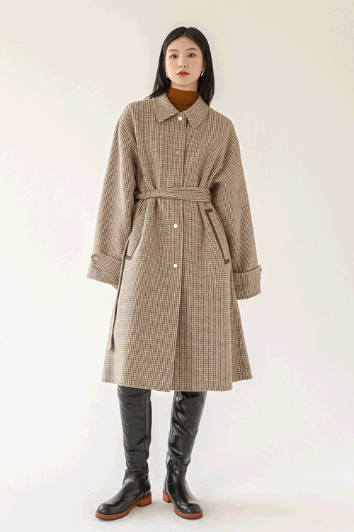 클로 벨티드 핸드 롱 코트