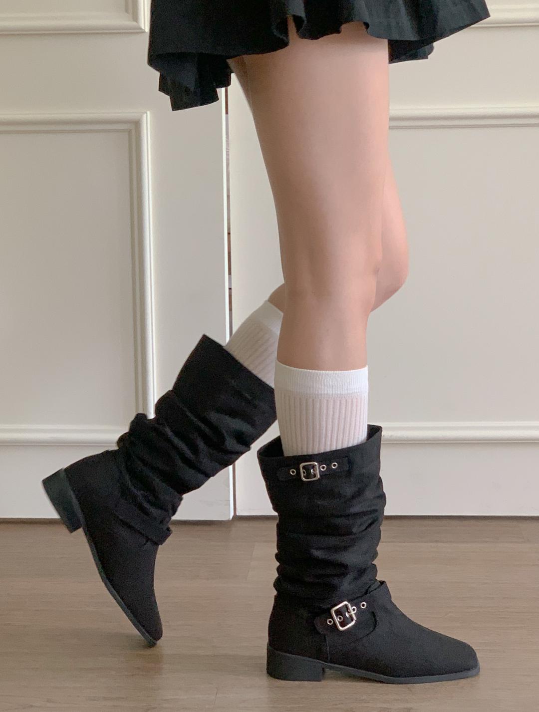 뮤즈모브 [가을부츠 / 린넨부츠] 웨스턴 빈티지 버클 린넨 미들 부츠3cm