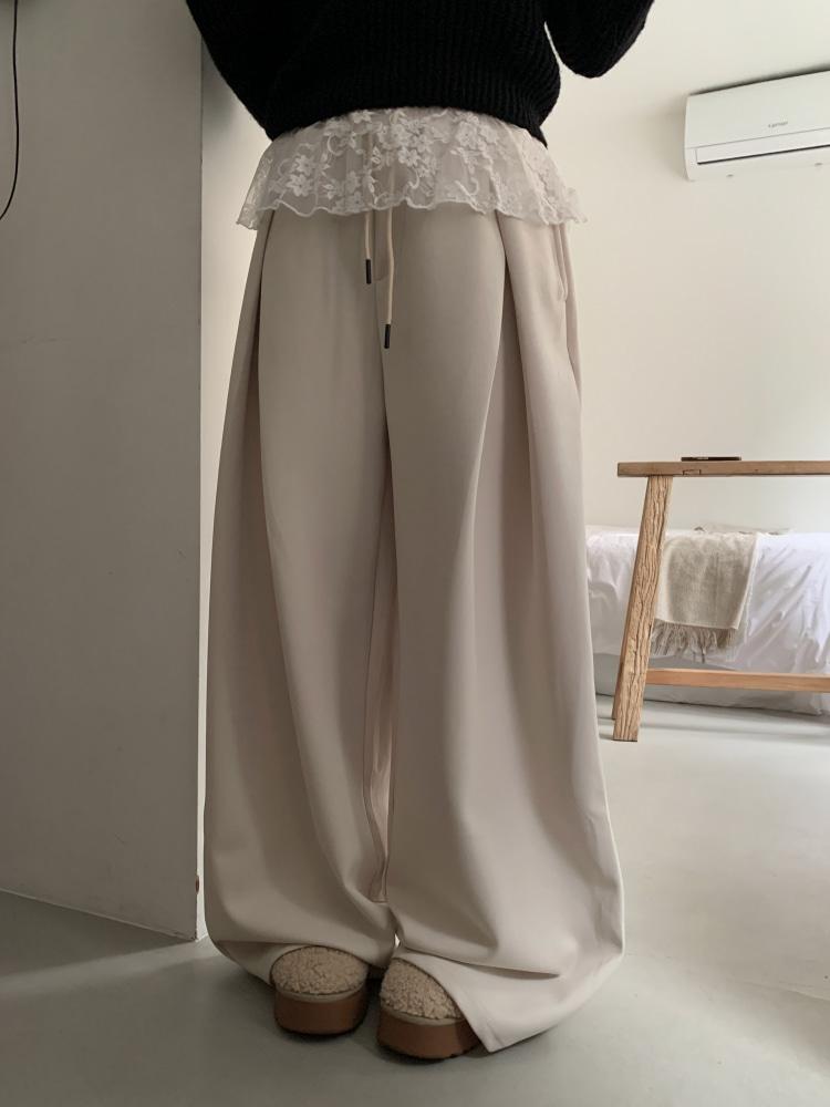 Hokus pintuck wide slacks pt(2colors)