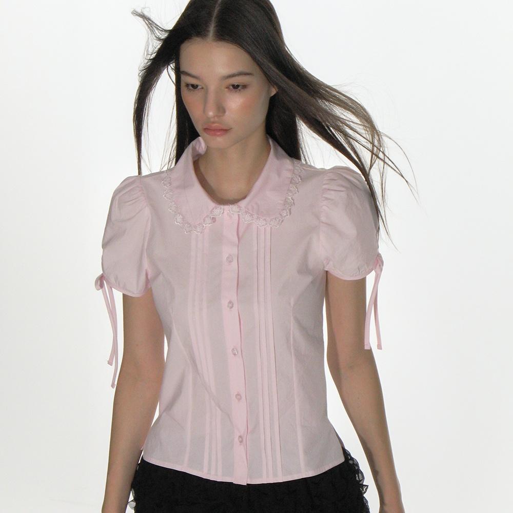 PINTUCK LACE COLLAR BLOUSE_PINK