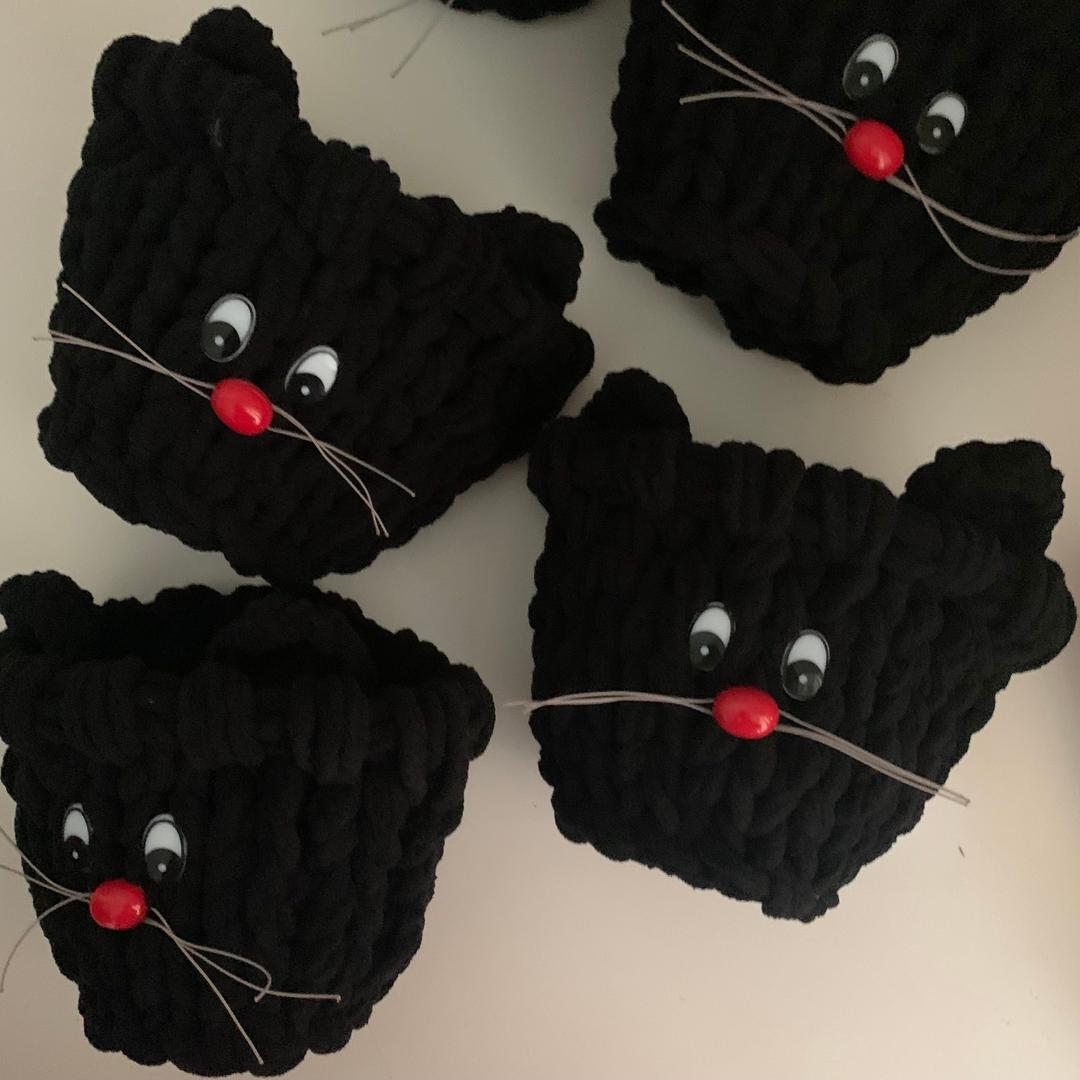 애니몰 보송보송바구니 _ Black Cat
