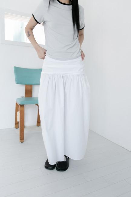 tuck flare cotton skirt(3colors)