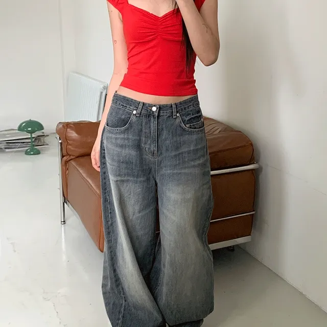 eron washing denim wide pants