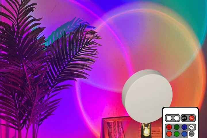 화이트 선셋 조명+리모컨 무드등 16색 감성 노을 RGB 조명 WM001