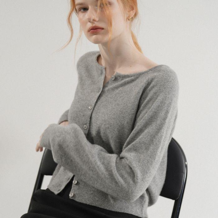 [29CM 단독]Wool 100% Round Knit Cardigan (Gray)