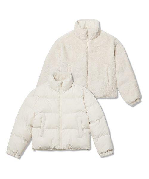 우먼즈 리버서블 플리스 숏 패딩 재킷 [크림/크림]