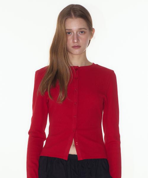 [숏] 골지 버튼업 슬림핏 라운드넥 니트 가디건 _2COLOR