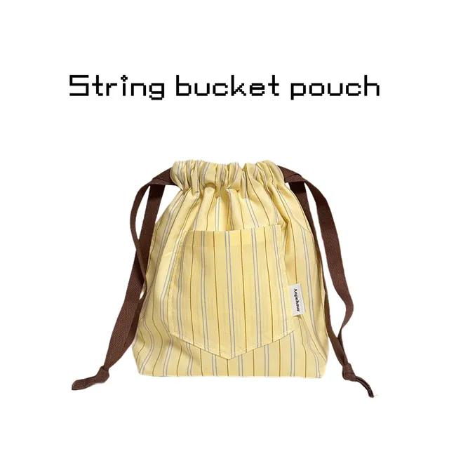 스트라이프 옐로우 - 스트링 복조리 파우치 화장품 파우치