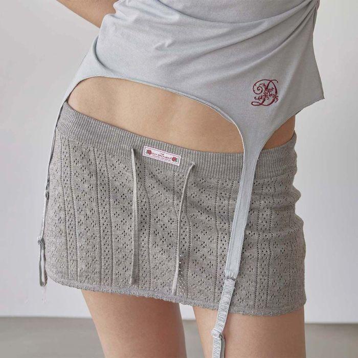 Eyelet Knit Skort Melange Gray