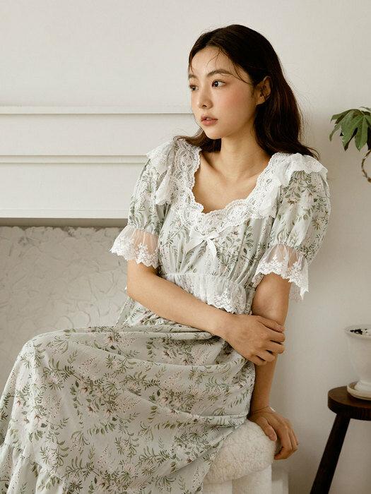 여성 로메인 레이온코튼 원피스(반소매브이넥)