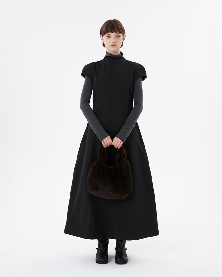 TAFFETA MOCK NECK VOLUME DRESS