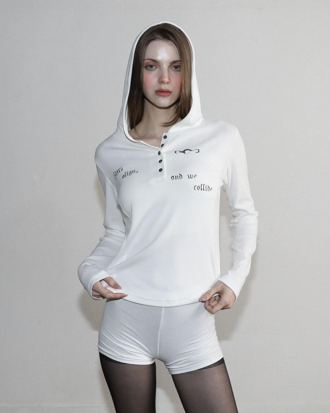 [MAGOREN SEOUL] [유튜버 PICK] Stars Slim Fit Hooded Long Sleeve White